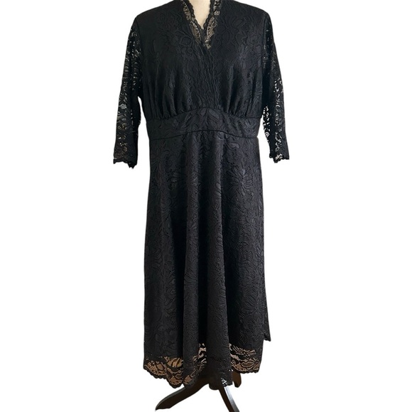 Kiyonna Dress Black Lace Mademoiselle A-Line Cocktail Evening plus size 2X - Picture 1 of 16